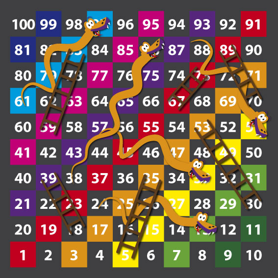 1-100 Snakes & Ladders  3m x 3m Half & Half