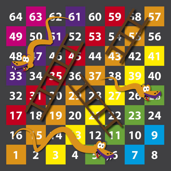 1--64 Snakes & Ladders 2.4m x 2.4m Half & Half
