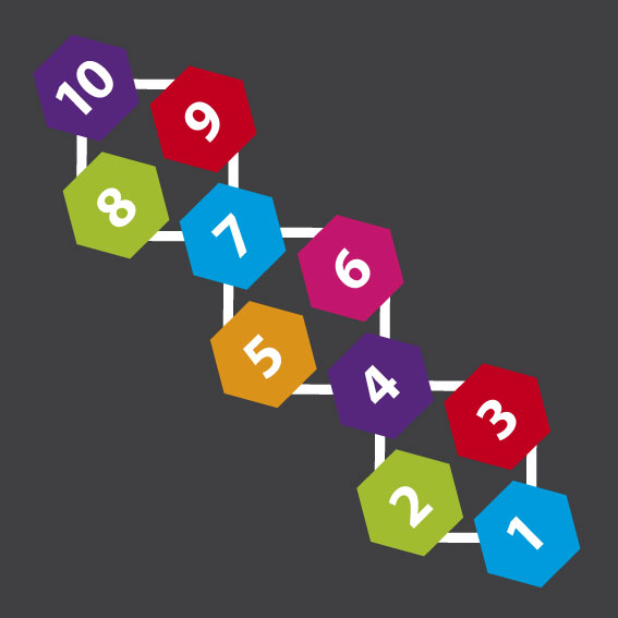 Hexagon Hopscotch 2.1m x 0.8m